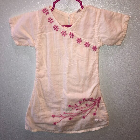 Alejandra Kearl Dress 18 24 Months Pink Embroidered Tunic Cotton Gown Gauzy - Picture 10 of 10